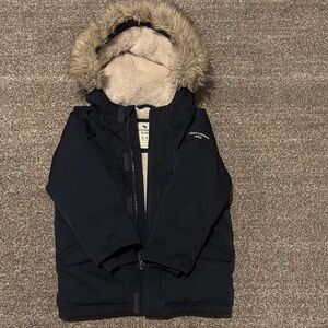 Abercrombie Navy Hooded Jacket with Faux Fur Trim